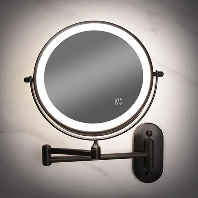 Illuminated Magnifying Vanity Mirror 8-Inch Round Wall-Mount Rechargeable USB Touch-Dimming Cosmetic Grooming Mirror for Bathroom Makeup Ski