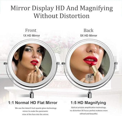 Rechargeable Lighted Vanity Mirror with Magnification & Touch Dimming for Bathroom Counter Makeup Application Skincare Beauty Routine