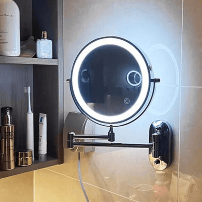 Rechargeable Lighted Vanity Mirror with Magnification & Touch Dimming for Bathroom Counter Makeup Application Skincare Beauty Routine