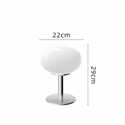 Sculptural Chrome and Frosted Glass Nightstand Lamp with Soft Glow LED for Bedroom, Desk, Living Room Accent Lighting