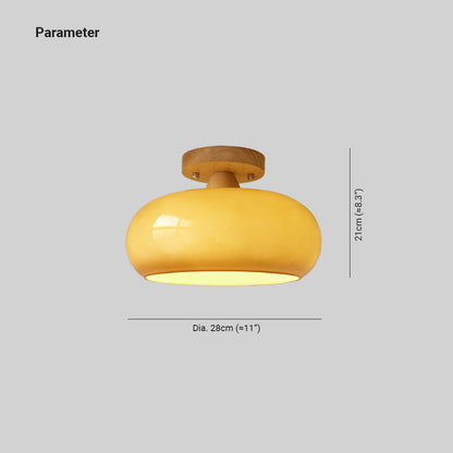 Recessed Wood Flush Mount Ceiling Light with Glass Shade for Living Room & Dining Room – Modern Indoor Lighting Fixture