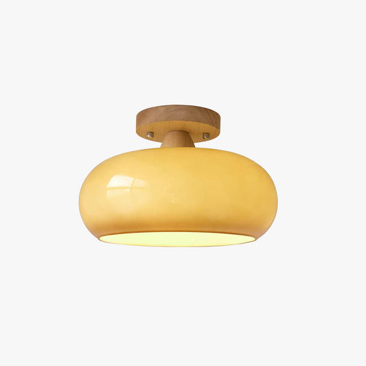 Lámpara de techo empotrada de madera y cristal, casquillo E27, acabado natural para comedores, dormitorios y pasillos, decoración estilo escandinavo y Japandi