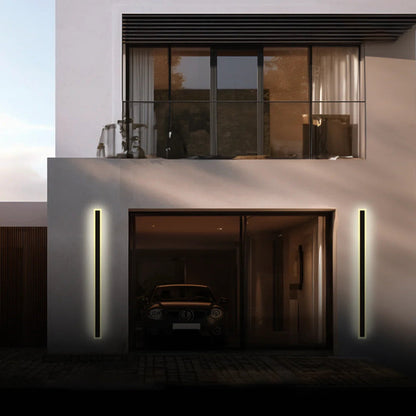 Aplique de pared LED para exteriores, luz lineal moderna de aluminio negro para patio, jardín y entrada, resistente al agua con clasificación IP65, lámpara de montaje en pared para interiores y exteriores