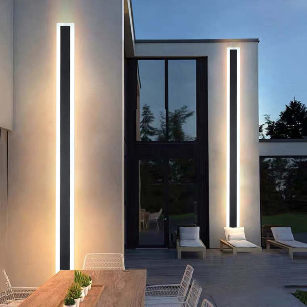 Aplique de pared LED para exteriores, luz lineal moderna de aluminio negro para patio, jardín y entrada, resistente al agua con clasificación IP65, lámpara de montaje en pared para interiores y exteriores