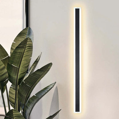 Aplique de pared LED para exteriores, luz lineal moderna de aluminio negro para patio, jardín y entrada, resistente al agua con clasificación IP65, lámpara de montaje en pared para interiores y exteriores