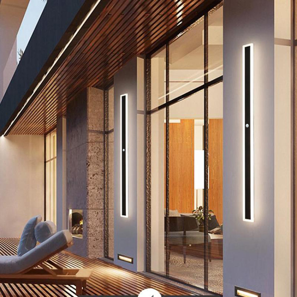 Waterproof Linear LED Outdoor Wall Light Modern Metal Weatherproof Sconce for Garden Patio Entryway Hallway Exterior Porch Walkway IP65