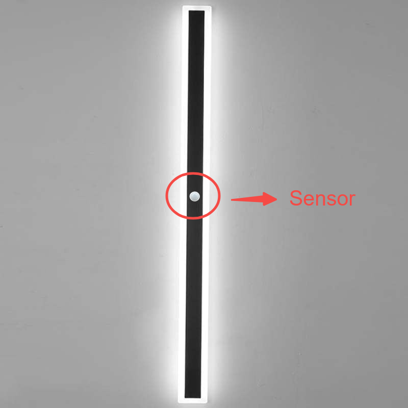 Aplique de pared LED para exteriores, luz lineal moderna de aluminio negro para patio, jardín y entrada, resistente al agua con clasificación IP65, lámpara de montaje en pared para interiores y exteriores