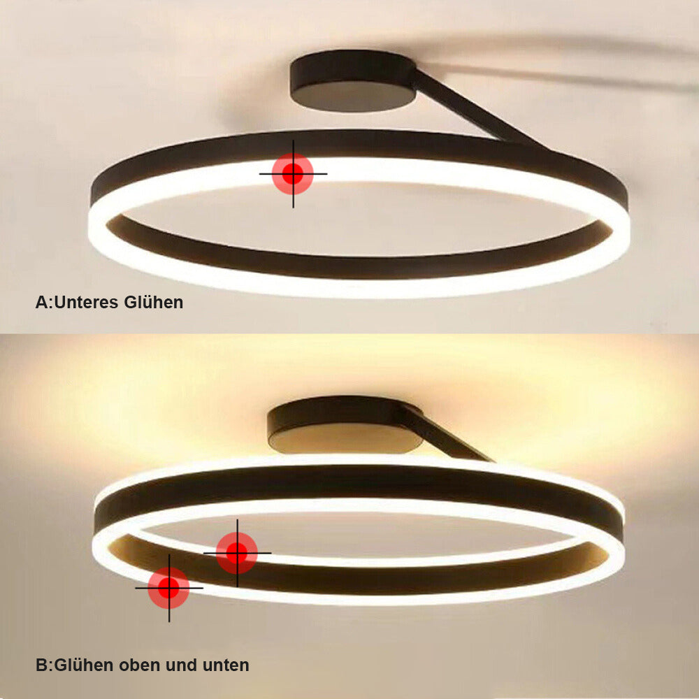 LED Ring Flush Mount Ceiling Light 20-Inch Dimmable Black White for Living Room Bedroom Modern Low-Profile Fixture Adjustable Brightness Con