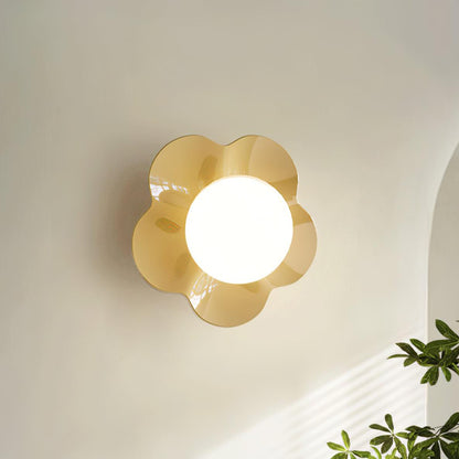 Resin Flower Sconce Light 8 in White Purple Yellow for Bedroom Living Room Hallway G9 Bulb Base Indoor Accent Fixture