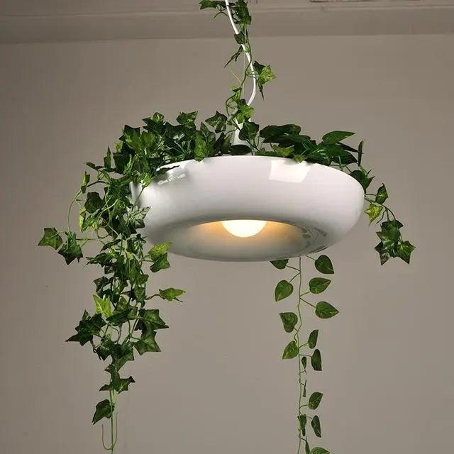 Hanging Planter Light with Built-In Pot for Indoor Plants, Succulents & Herbs, Modern Pendant Ceiling Fixture for Kitchen, Living Room & Din