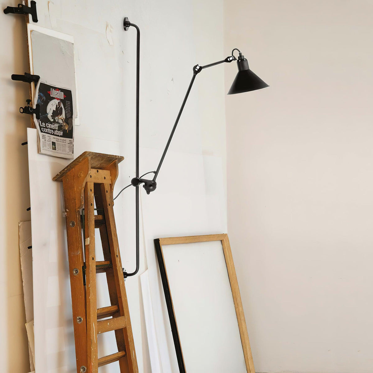 Articulating Swing Arm Sconce Matte Black 46.5 Inch Reach Bedside Reading Light for Bedroom Office Hallway Adjustable Wall-Mounted Task Lamp
