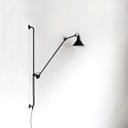 Articulating Swing Arm Sconce Matte Black 46.5 Inch Reach Bedside Reading Light for Bedroom Office Hallway Adjustable Wall-Mounted Task Lamp