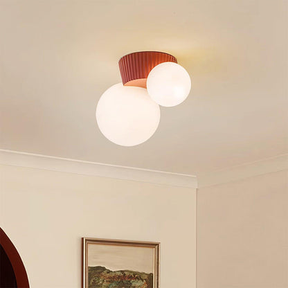 Dual-Globe Flush Mount Light 8.5 in Green Resin for Bedroom Hallway Ambient Lighting G9 Socket Compact Overhead Fixture