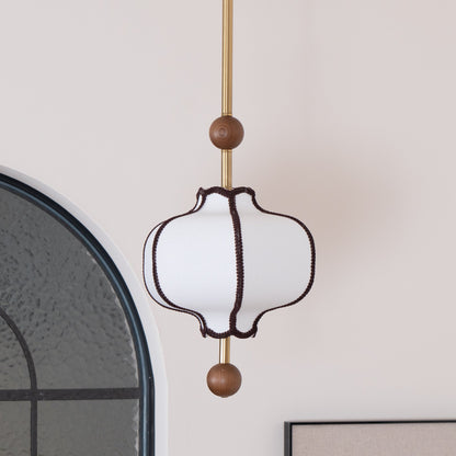 Multi-Bulb Hanging Ceiling Lantern in Wood & Fabric for Dining Room, Living Room & Entryway | Classic Drum Shade Chandelier with Adjustable