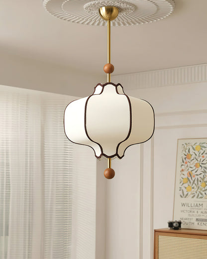 Multi-Bulb Hanging Ceiling Lantern in Wood & Fabric for Dining Room, Living Room & Entryway | Classic Drum Shade Chandelier with Adjustable