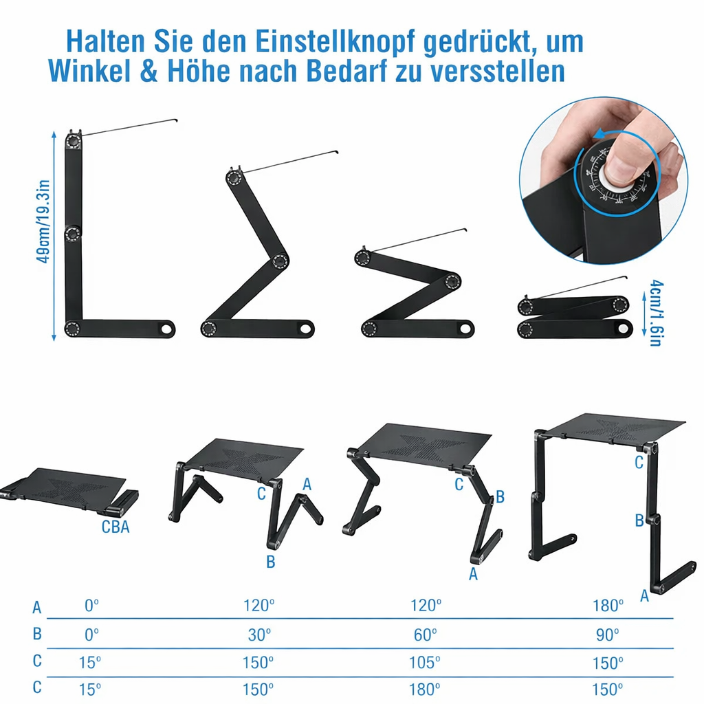 Soporte ajustable para portátil | Giratorio 360° | Promueve una postura saludable