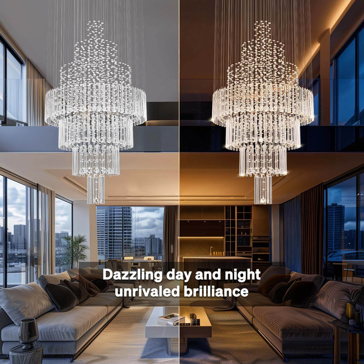 Spiral Crystal Chandelier with Adjustable Height for Grand Entryways and Foyers