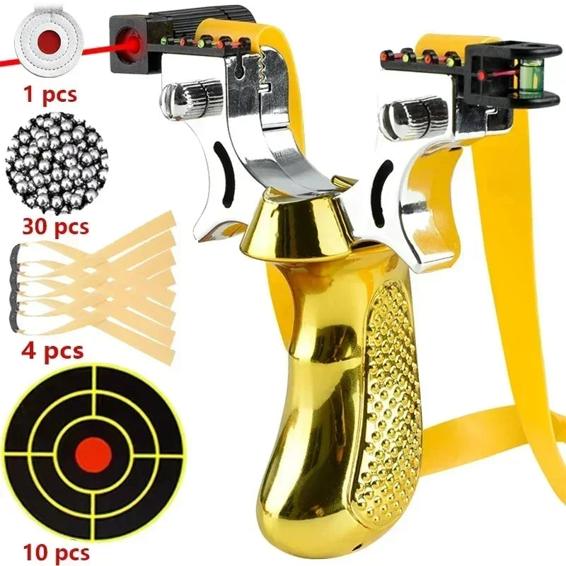Handheld Wrist-Brace Catapult with Laser Aim Guide & Built-In Level for Backyard Target Shooting