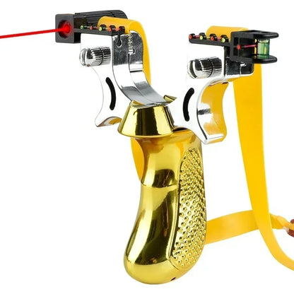 Handheld Wrist-Brace Catapult with Laser Aim Guide & Built-In Level for Backyard Target Shooting