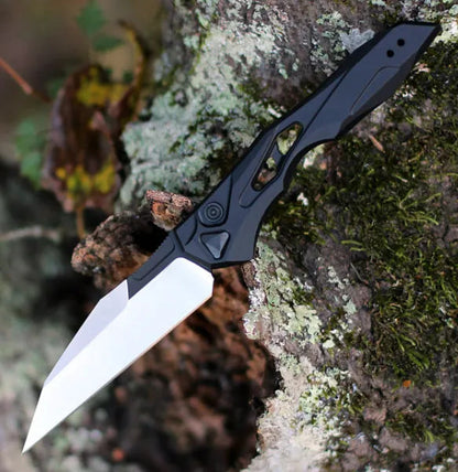 Utility Knife with Wharncliffe Blade, Everyday Carry Knife with Push Button Lock, Switchblade Knife with Aluminum Handle