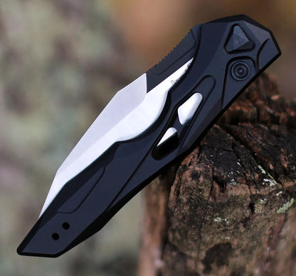 Everyday Carry Knife with Push Button, Automatic EDC Folding Knife with Wharncliffe Blade, Camp Knife with Pocket Clip