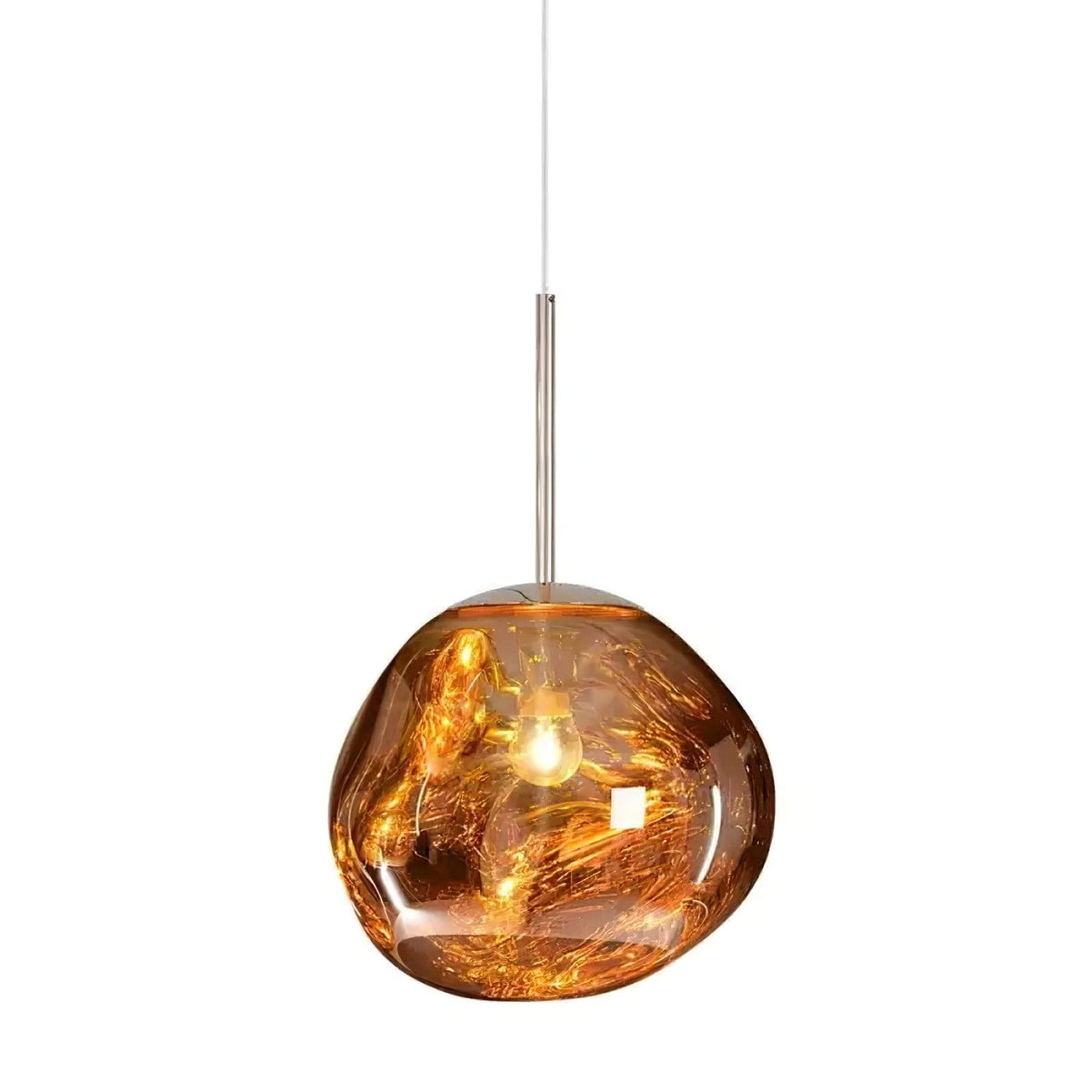 Hanging Dome Shade with Reflective Finish – Adjustable Drop Fixture for Kitchen Island, Dining Room, Bedroom – Metal Construction with E26 S