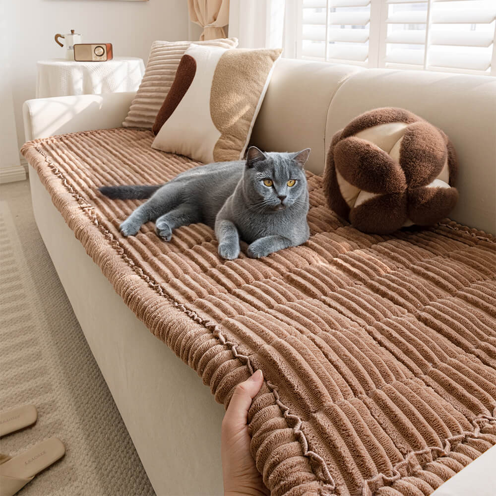 Plush Flannel Furniture Protector for Pets – Non-Slip Waterproof Sofa Throw for Dogs & Cats – Machine Washable Couch Shield