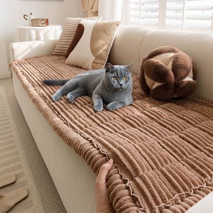 Plush Flannel Furniture Protector for Pets – Non-Slip Waterproof Sofa Throw for Dogs & Cats – Machine Washable Couch Shield