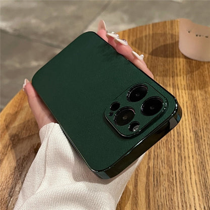 Premium Genuine Leather iPhone Case with Metal Frame Protection for 13-17 Series