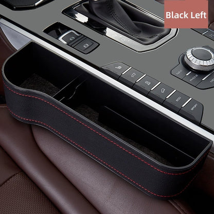 Car Console Organizer with Cup Holder, Car Seat Gap Filler with Coin Box and Storage, Leather Car Seat Organizer