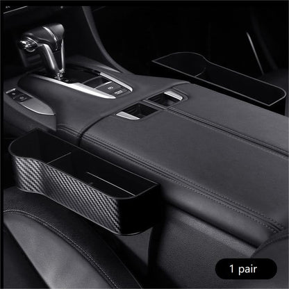 Car Console Organizer with Cup Holder, Car Seat Gap Filler with Coin Box and Storage, Leather Car Seat Organizer