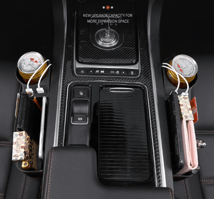 Leather Car Seat Organizer with Cup Holder | Multifunctional Design for Extra Storage and Convenience
