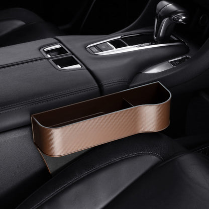 Car Console Organizer with Cup Holder, Car Seat Gap Filler with Coin Box and Storage, Leather Car Seat Organizer