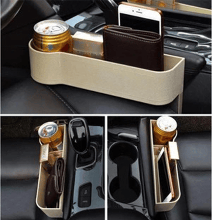 Leather Car Seat Organizer with Cup Holder | Multifunctional Design for Extra Storage and Convenience