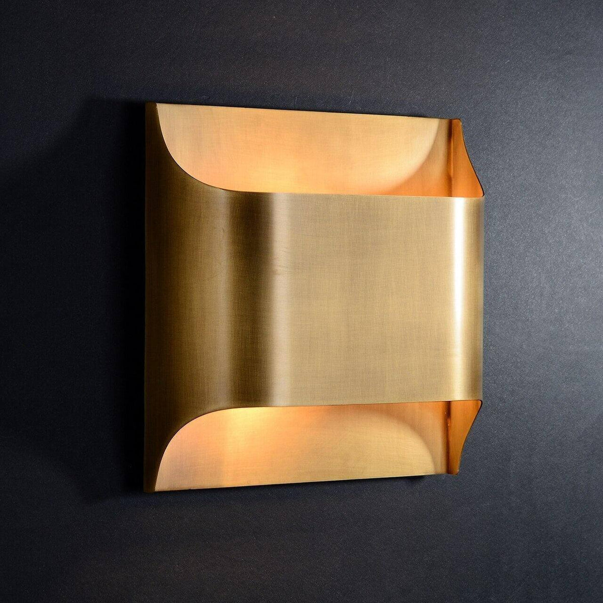 Mid-Century Brass Sconce G9 Socket Indoor Ambient Fixture 10 in Square for Bedroom Hallway Living Room Accent Lighting Warm Glow