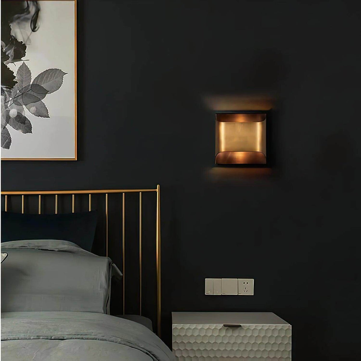 Mid-Century Brass Sconce G9 Socket Indoor Ambient Fixture 10 in Square for Bedroom Hallway Living Room Accent Lighting Warm Glow