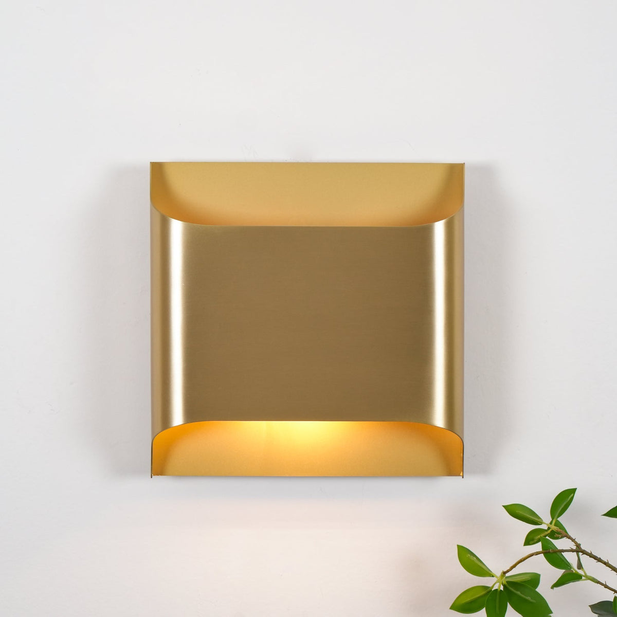 Brass Indoor LED Wall Light Fixture for Bedroom Living Room Hallway 10 Inch Square Contemporary Accent Lamp E14 G9 Socket Modern Home Lighti