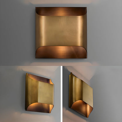 Brass Indoor LED Wall Light Fixture for Bedroom Living Room Hallway 10 Inch Square Contemporary Accent Lamp E14 G9 Socket Modern Home Lighti