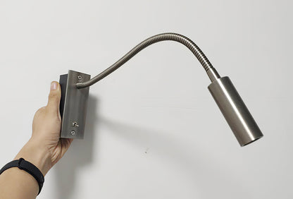 Flexible Gooseneck LED Reading Sconce 14 in Aluminum Indoor Wall Light for Bedroom Hallway Study Modern Task Lighting Push Button Switch