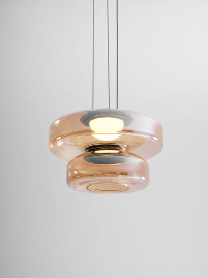 Tiered Glass Pendant Ceiling Fixture LED Multi-Level Hanging Light for Kitchen Island Dining Room Modern Layered Chandelier Adjustable Heigh