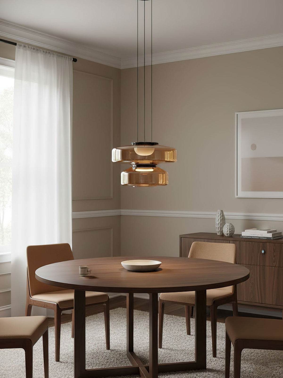 Tiered Glass Pendant Ceiling Fixture LED Multi-Level Hanging Light for Kitchen Island Dining Room Modern Layered Chandelier Adjustable Heigh