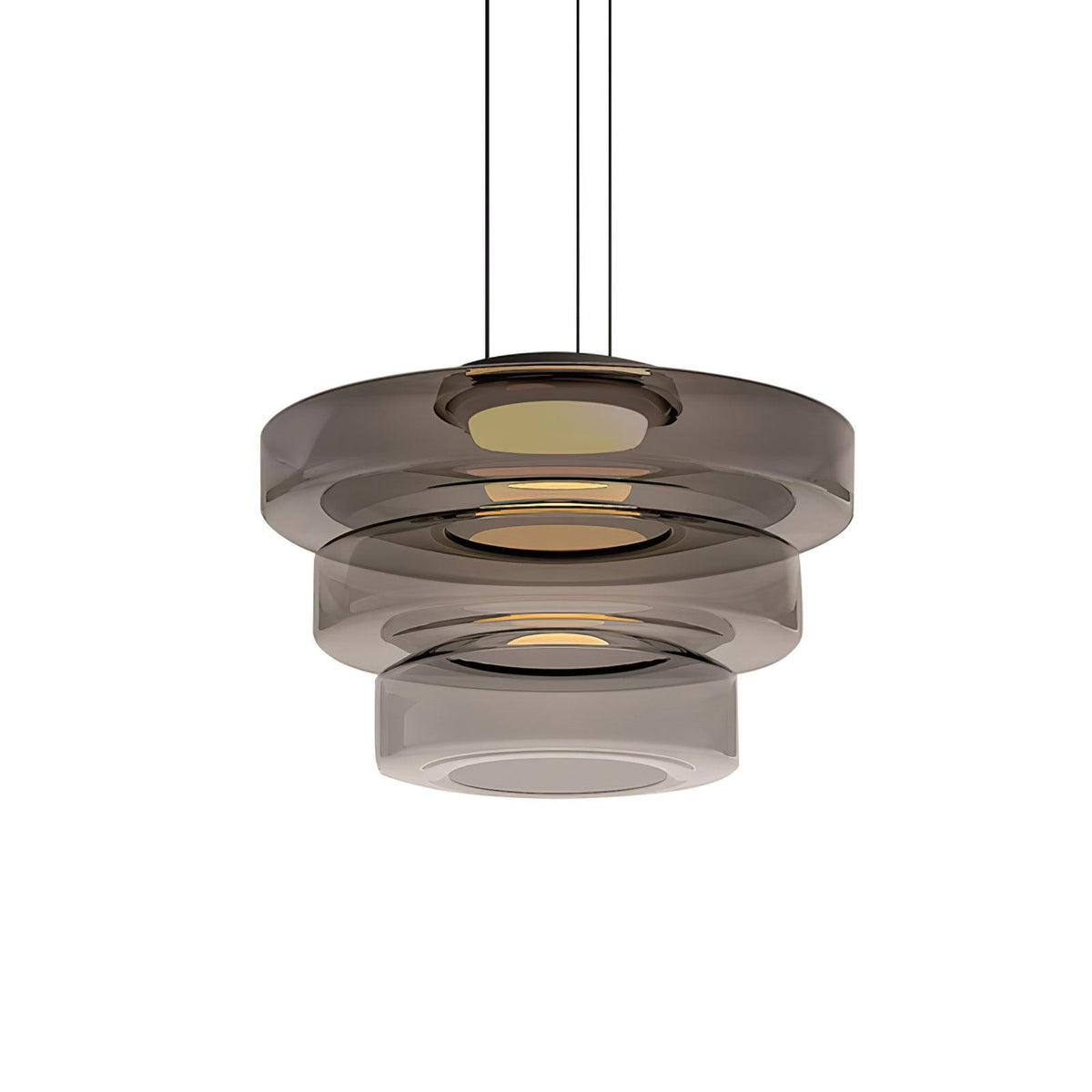 Tiered Glass Pendant Ceiling Fixture LED Multi-Level Hanging Light for Kitchen Island Dining Room Modern Layered Chandelier Adjustable Heigh