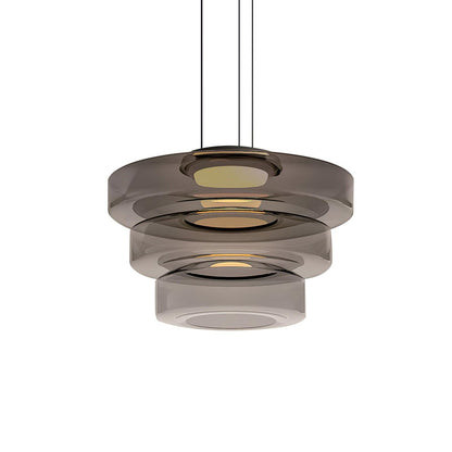 Tiered Glass Pendant Ceiling Fixture LED Multi-Level Hanging Light for Kitchen Island Dining Room Modern Layered Chandelier Adjustable Heigh
