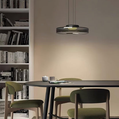 Tiered Glass Pendant Ceiling Fixture LED Multi-Level Hanging Light for Kitchen Island Dining Room Modern Layered Chandelier Adjustable Heigh