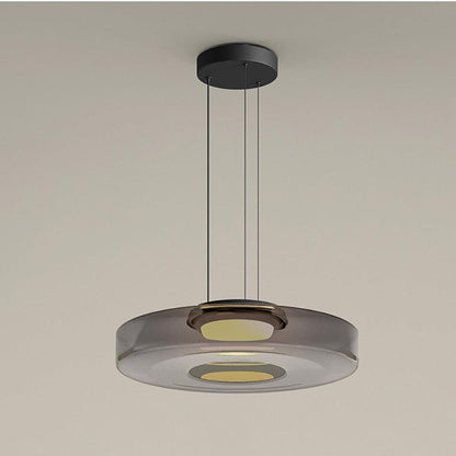Tiered Glass Pendant Ceiling Fixture LED Multi-Level Hanging Light for Kitchen Island Dining Room Modern Layered Chandelier Adjustable Heigh