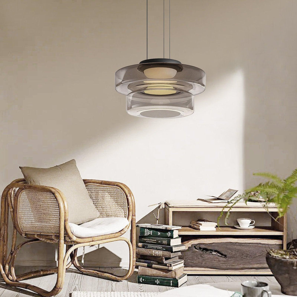 Tiered Glass Pendant Ceiling Fixture LED Multi-Level Hanging Light for Kitchen Island Dining Room Modern Layered Chandelier Adjustable Heigh
