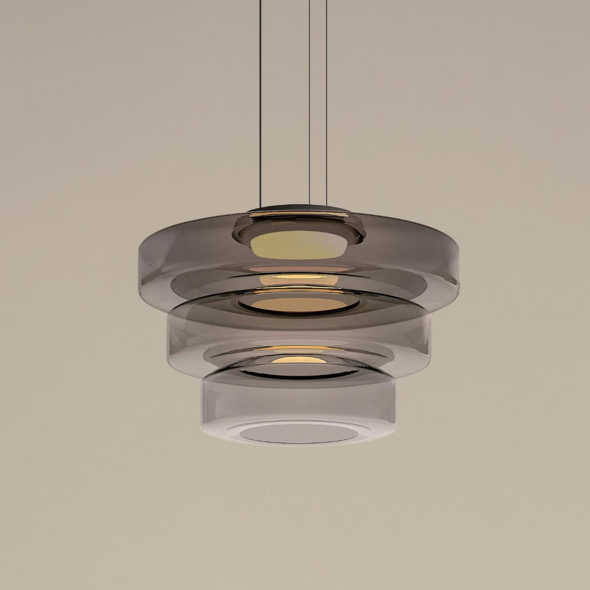 Tiered Glass Pendant Ceiling Fixture LED Multi-Level Hanging Light for Kitchen Island Dining Room Modern Layered Chandelier Adjustable Heigh