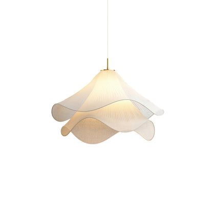 Layered Flower Petal Hanging Light Fixture White and Gold 24-Inch Diameter Adjustable Drop for Dining Room Kitchen Bedroom Above Table or Is