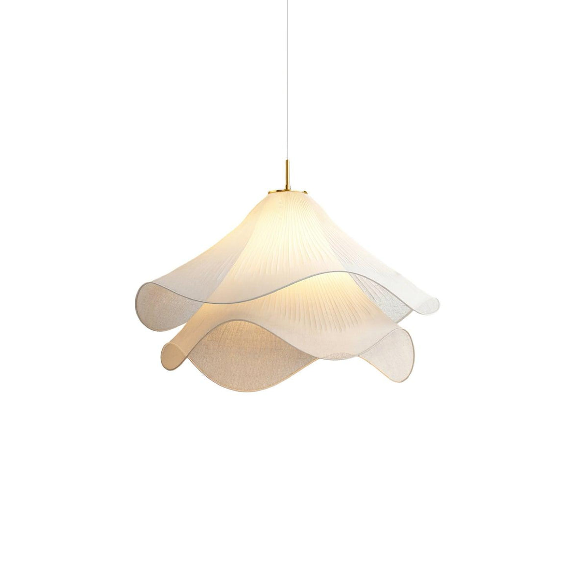 Layered Flower Petal Hanging Light Fixture White and Gold 24-Inch Diameter Adjustable Drop for Dining Room Kitchen Bedroom Above Table or Is