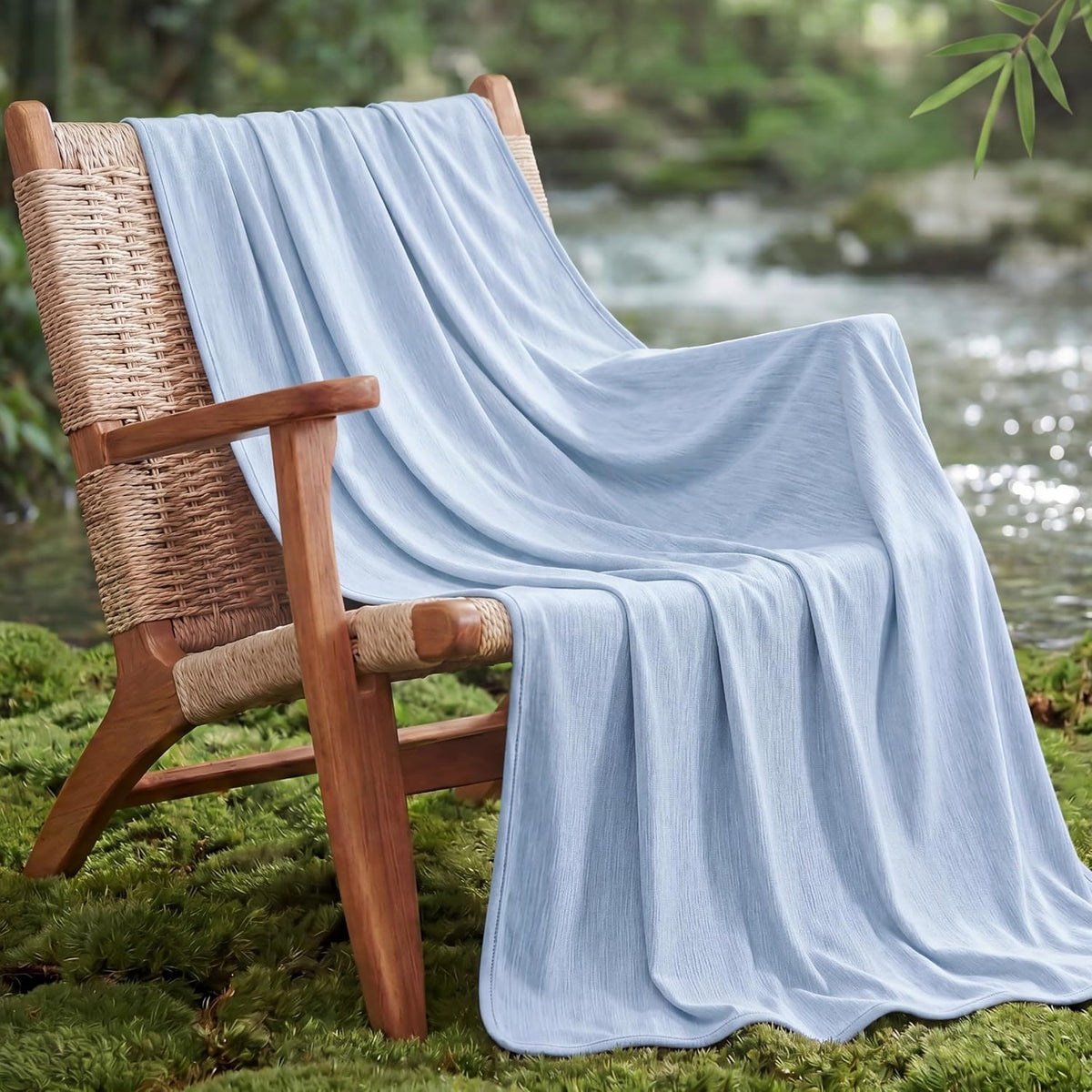 Confort Acogedor | Manta refrescante de verano de rayón de bambú para personas calurosas | Manta ligera para viajes y uso al aire libre